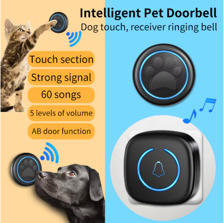 Wireless Pet Doorbell – Waterproof Touch Doorbell for Dog & Cat Potty Training