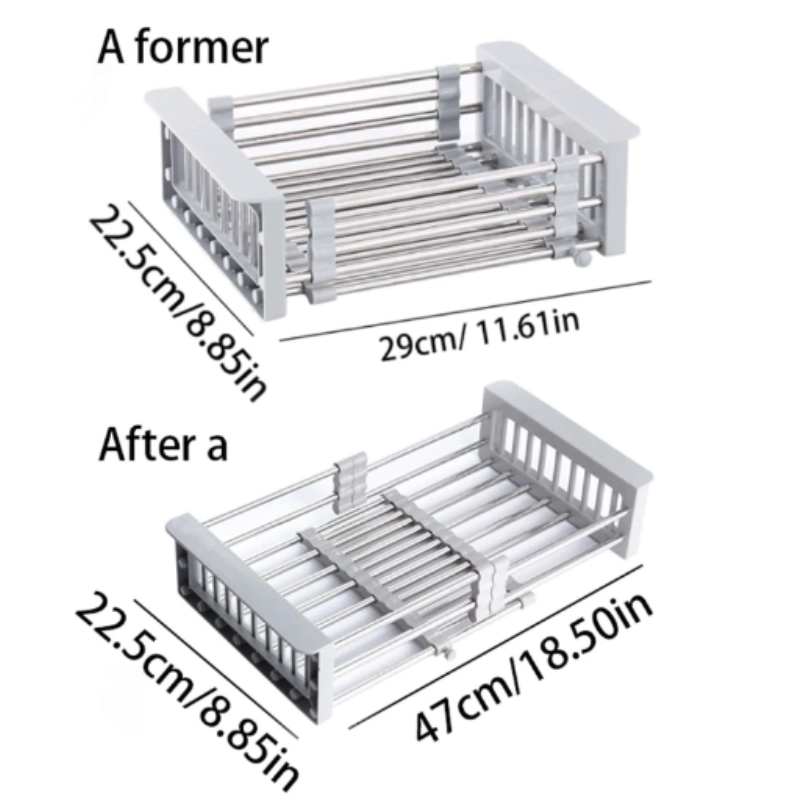 Space-Saving Over-Sink Dish Rack - Telescopic & Stainless Steel