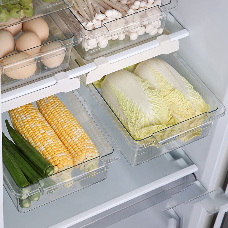 Refrigerator Drawer Storage Box - Sliding Plastic Organizer