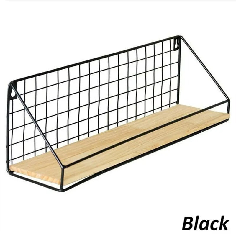 Wooden & Iron Shelf: Home Organizer for Kitchen & Bath