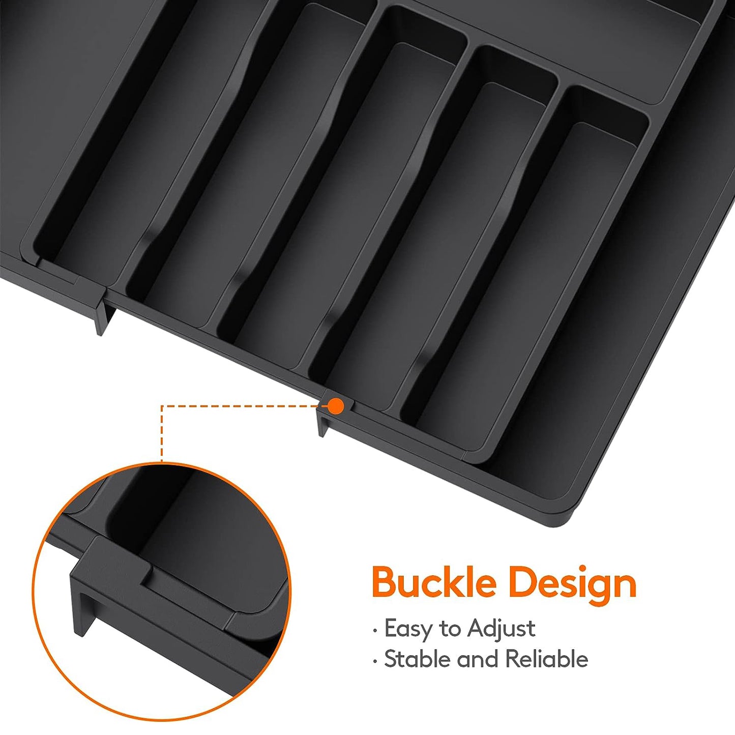 Adjustable Flatware Organizer with Dividers - Expandable Tray