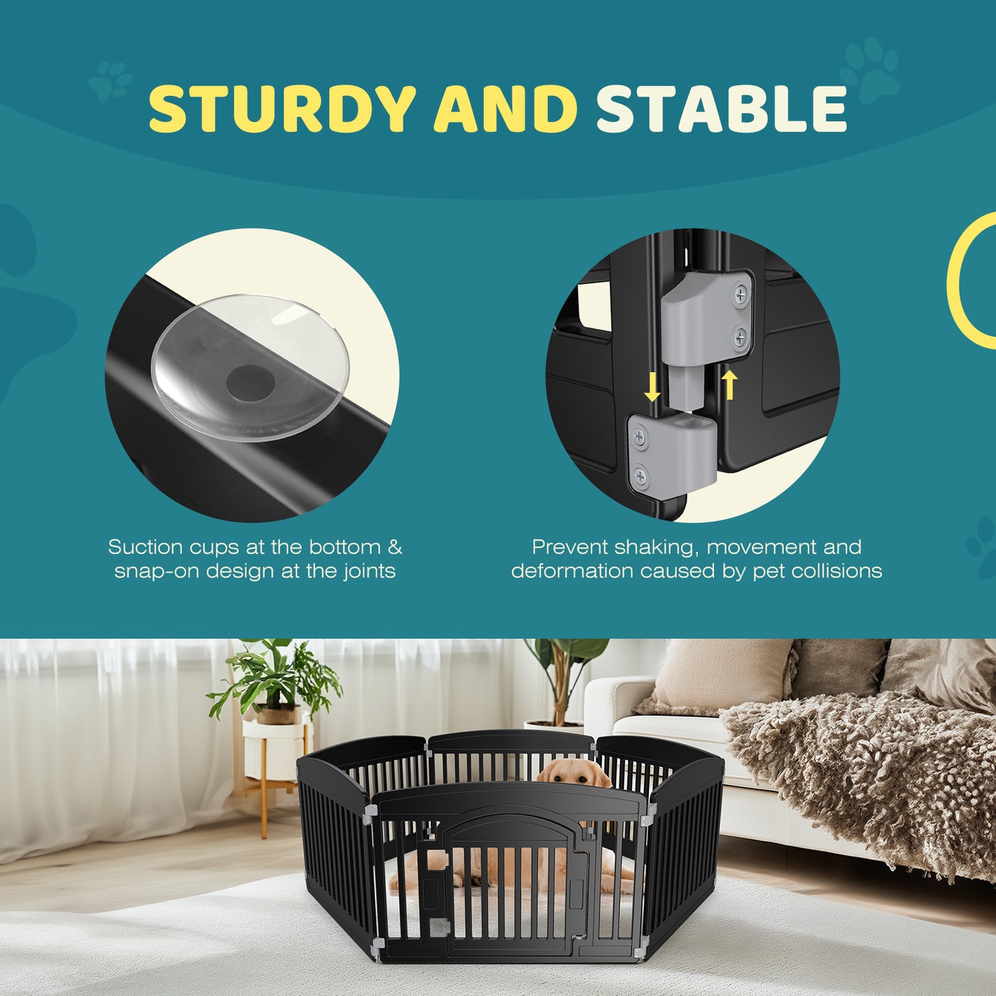 Dog Playpen 6-Panel 24IN Expandable Pet Fence for Medium Dogs