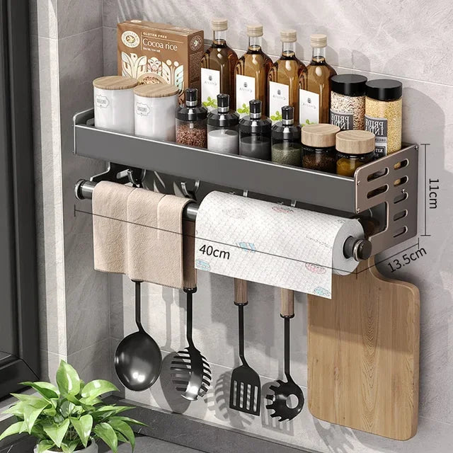 Wall-Mounted Kitchen Rack: Multi-Functional Spice Organizer