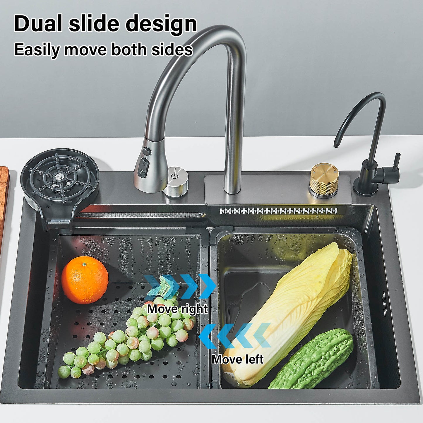 Stainless Steel Waterfall Kitchen Sink - Large Single Basin