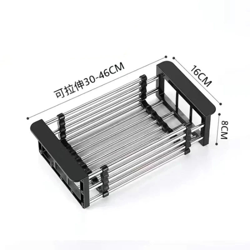 Stainless Steel Sink Drain Rack - Extendable Dish Drying
