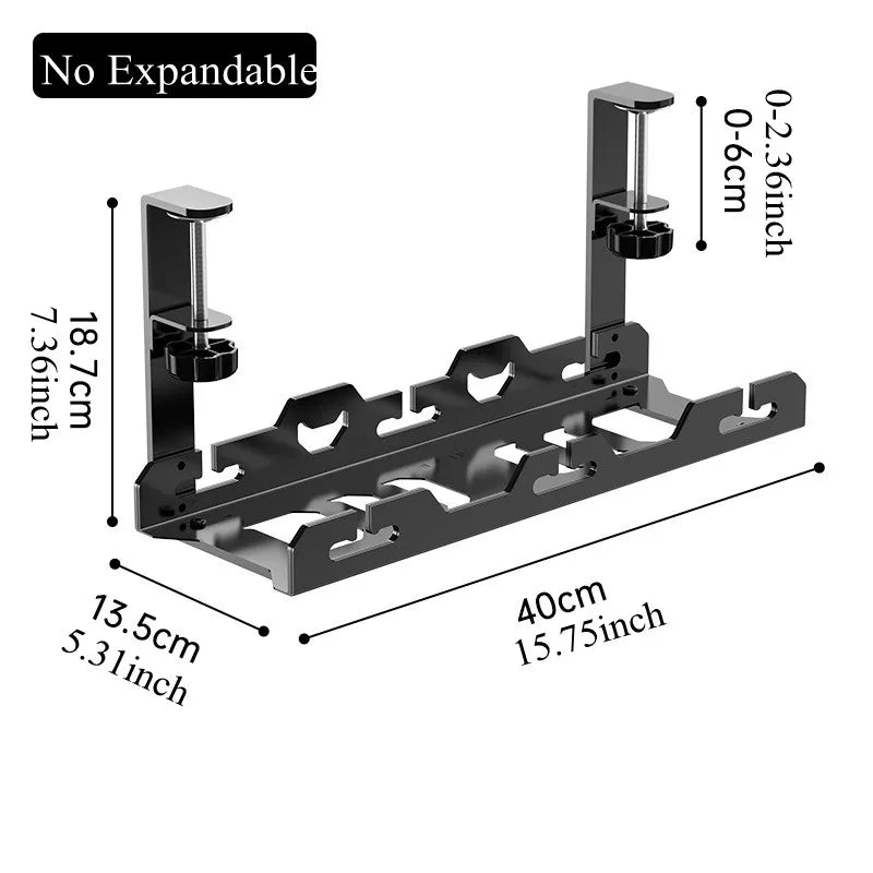 Home Office Desk Organizer - Metal Cable Management Tray