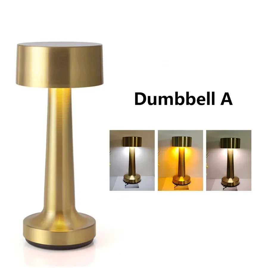Rechargeable LED Touch Lamp - Retro Metal Design, USB Powered
