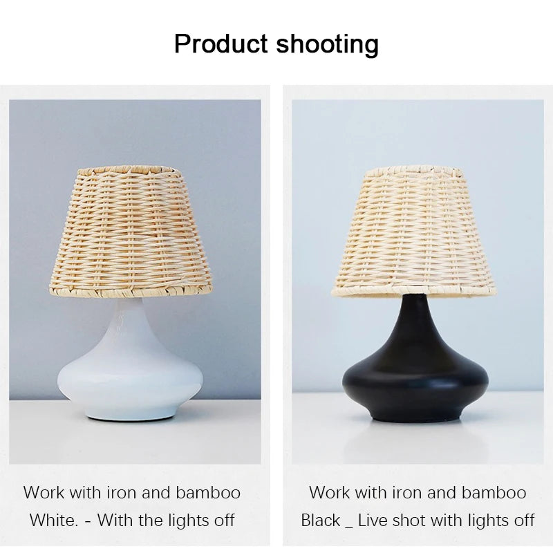 Dimmable LED Night Light USB Bamboo Shade for Bedroom