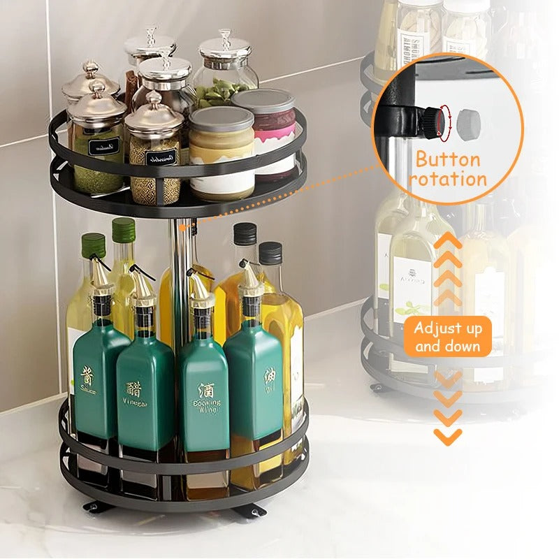 360° Rotation Spice Rack Organizer - Non-Skid Kitchen Storage
