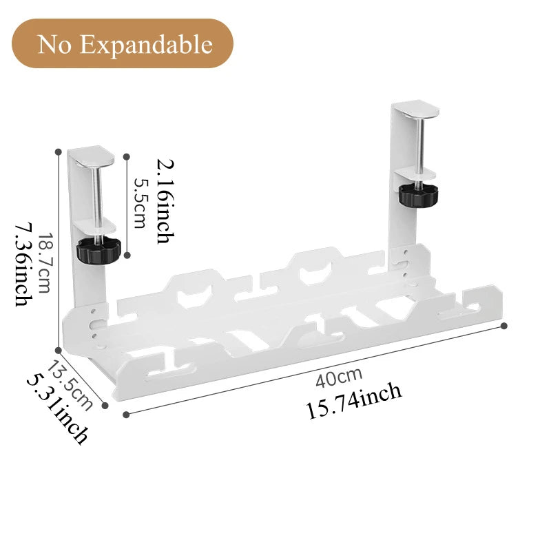Home Office Desk Organizer - Metal Cable Management Tray