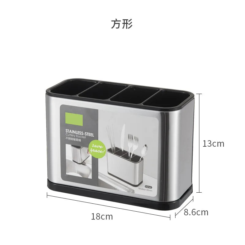 Kitchen Knife & Cutlery Holder - Non-Slip Stainless Steel Stand