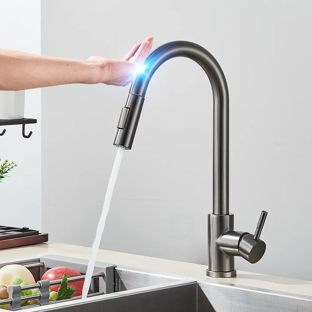 Black Touch Sensor Kitchen Faucet - Pull Out Sprayer