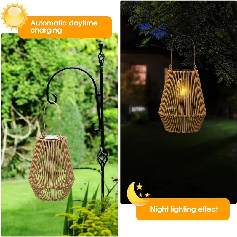 Outdoor Solar Lanterns - Handwoven Tungsten for Garden & Villa