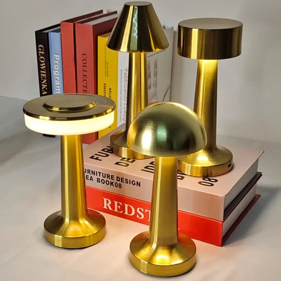 Rechargeable LED Touch Lamp - Retro Metal Design, USB Powered