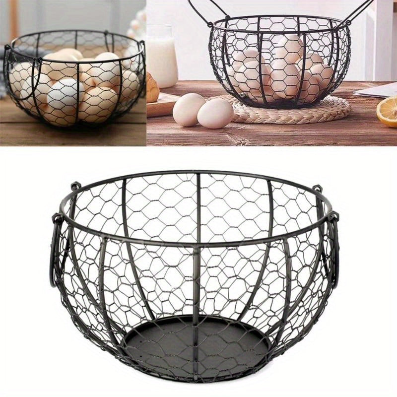 Egg Storage Basket - Durable Iron Farmhouse Decor
