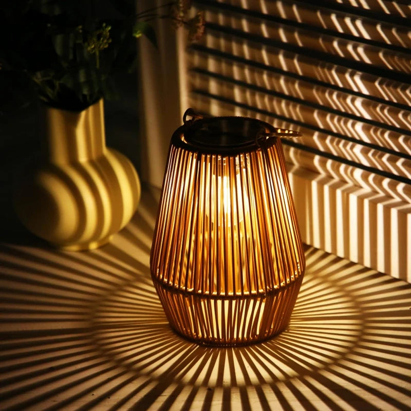 Outdoor Solar Lanterns - Handwoven Tungsten for Garden & Villa