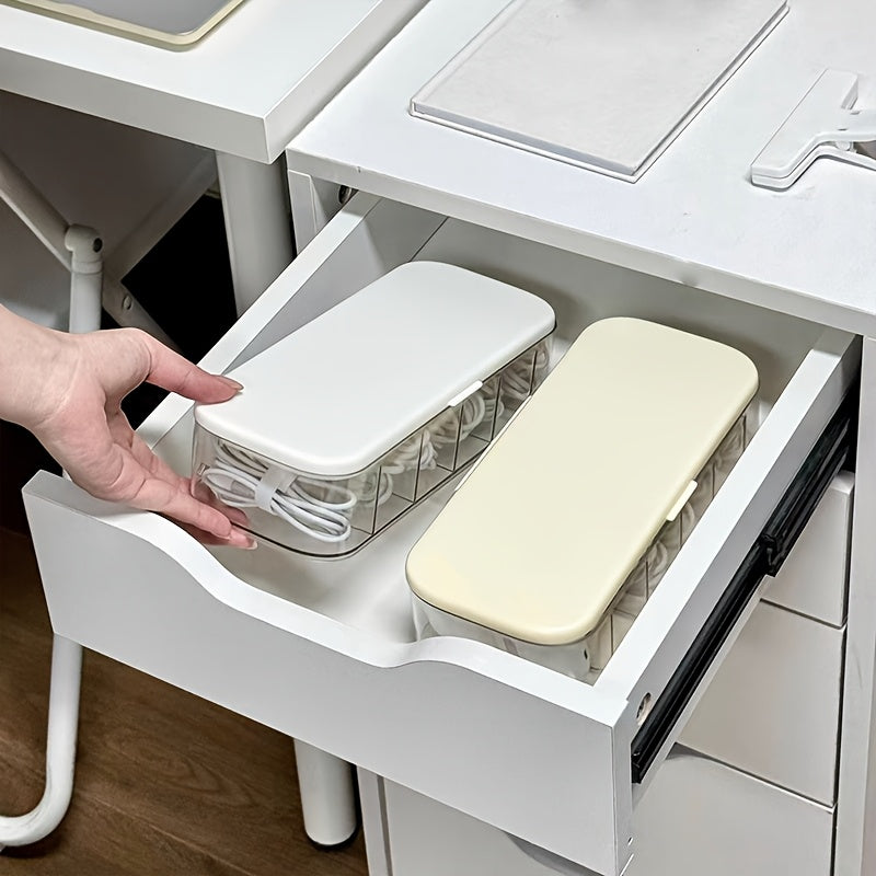 Desktop Cable Organizer Box - Clear Cord & Charger Storage