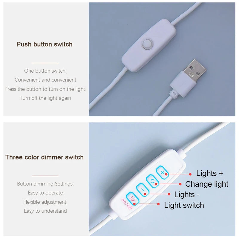 Dimmable LED Night Light USB Bamboo Shade for Bedroom