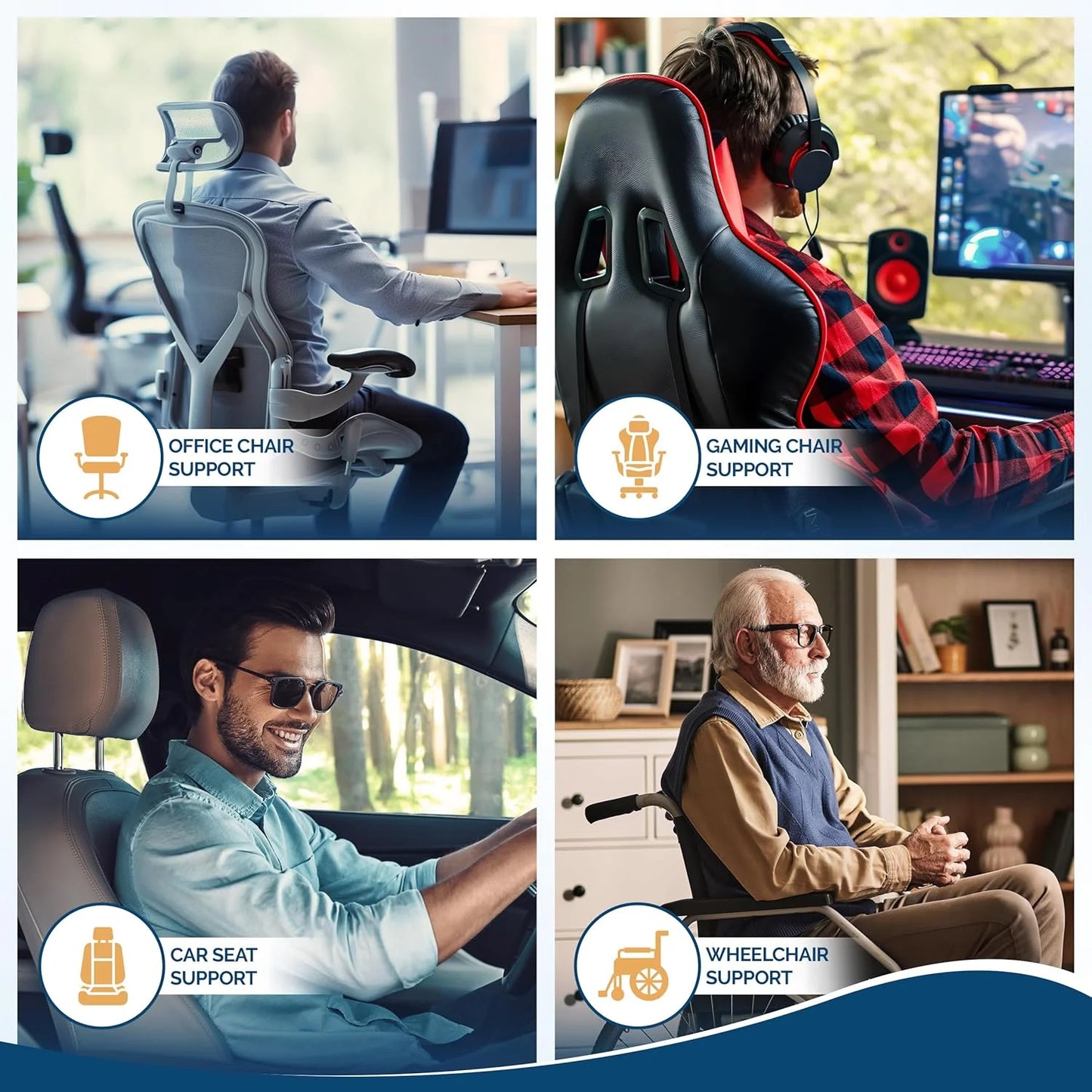 Lumbar Support Pillow - Memory Foam Back Pain Relief