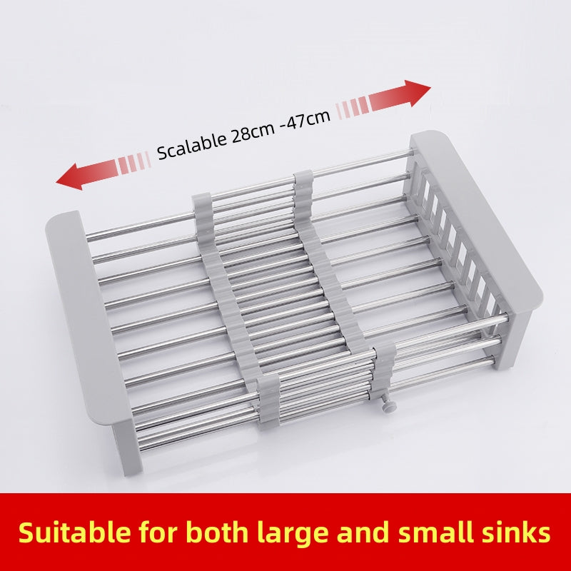 Stainless Steel Sink Drain Rack - Extendable Dish Drying