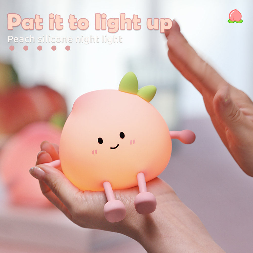 Rechargeable Peach Night Light - Silicone, Tap Control LED