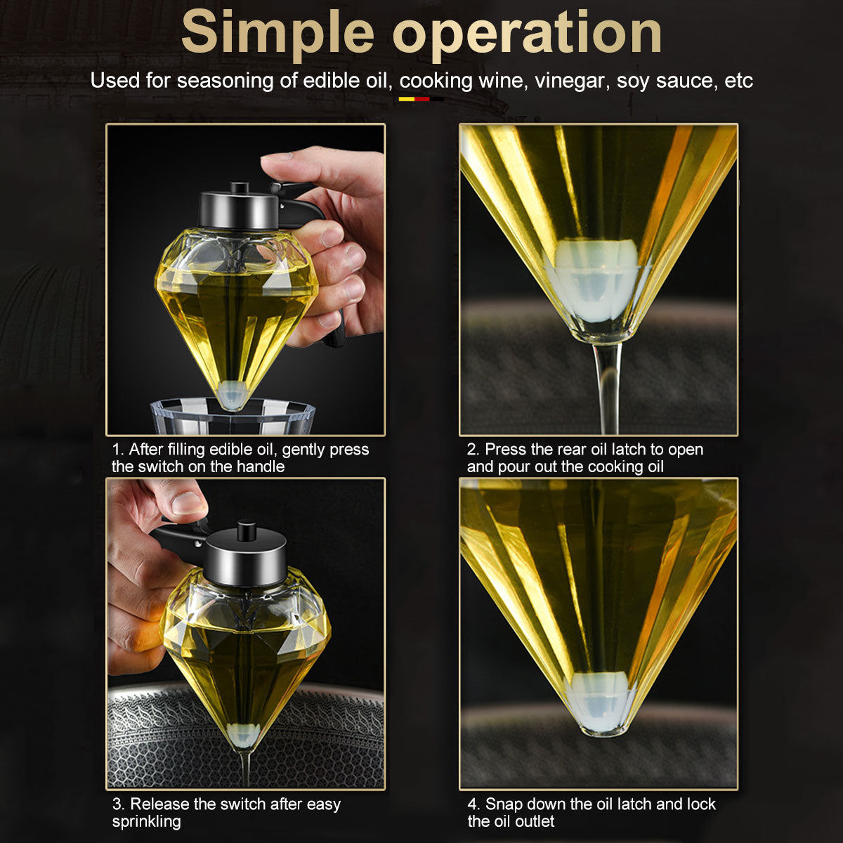 Diamond Glass Honey Dispenser 200ml - Stylish Kitchen Essential