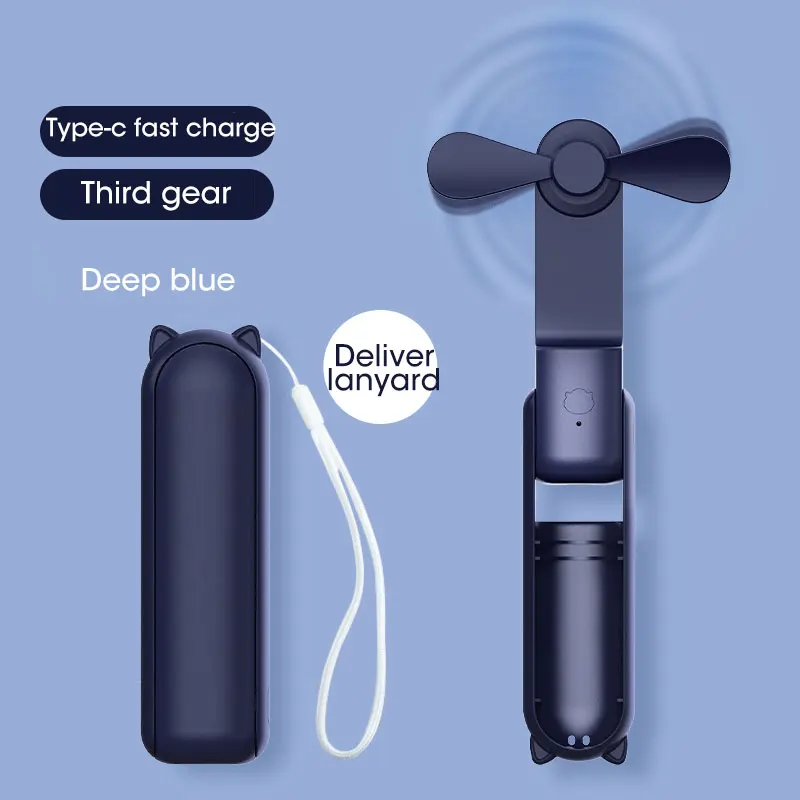USB Rechargeable 2000mAh Mini Fan: Quiet, Foldable, Handy
