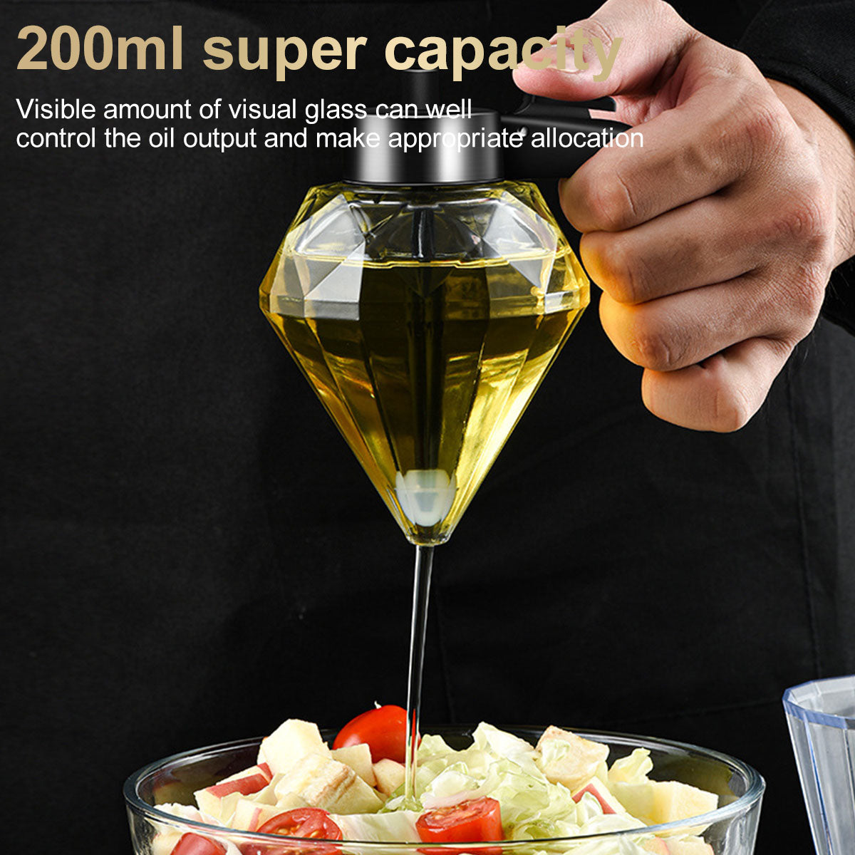 Diamond Glass Honey Dispenser 200ml - Stylish Kitchen Essential