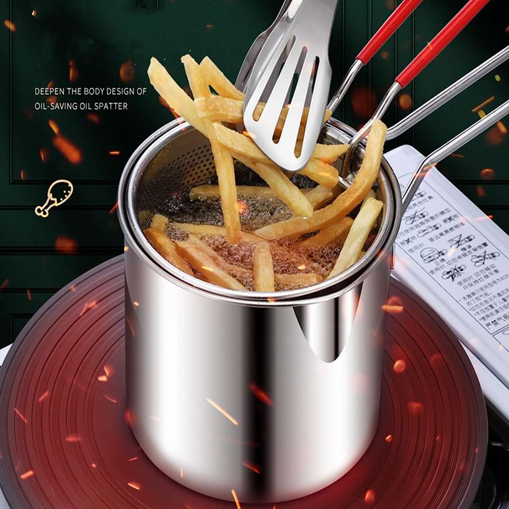 Deep Frying Pot with Basket - Stainless Steel Kitchen Essential