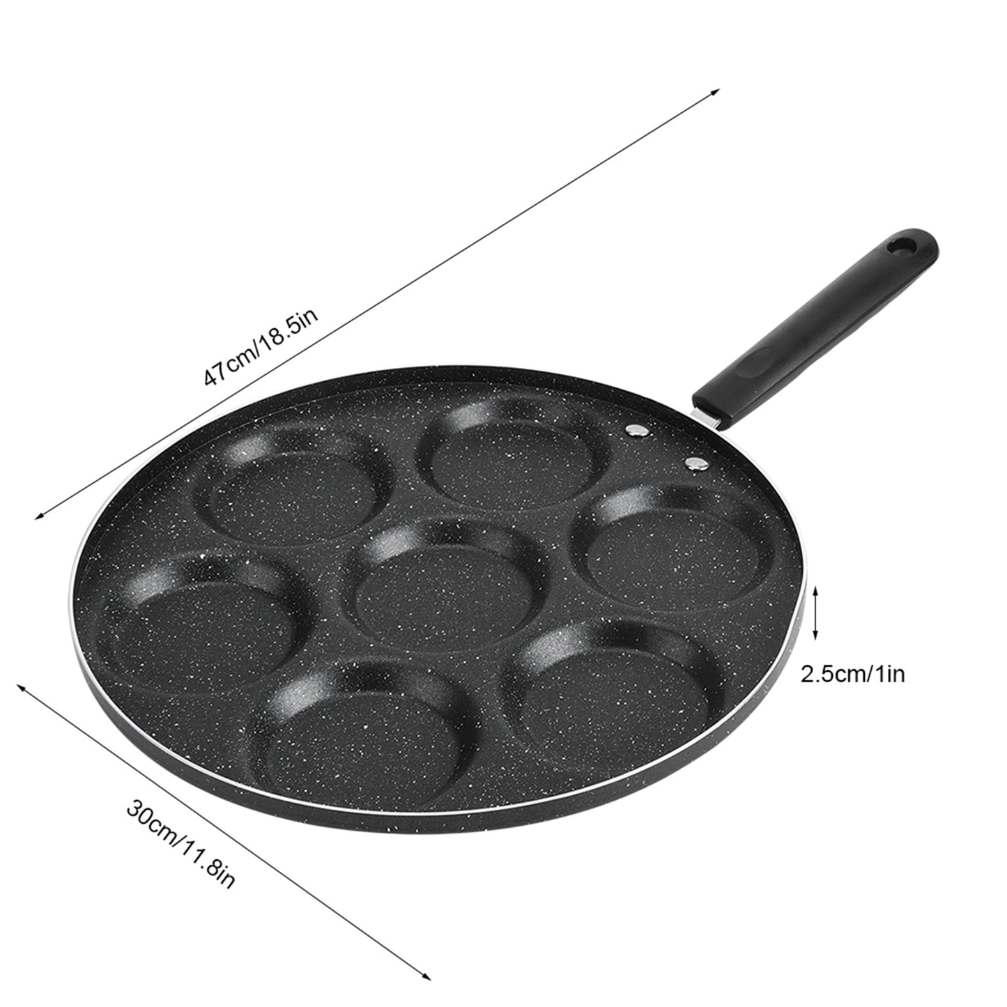 Non-Stick 7-Hole Frying Pan - Cook Eggs & Burgers Easily