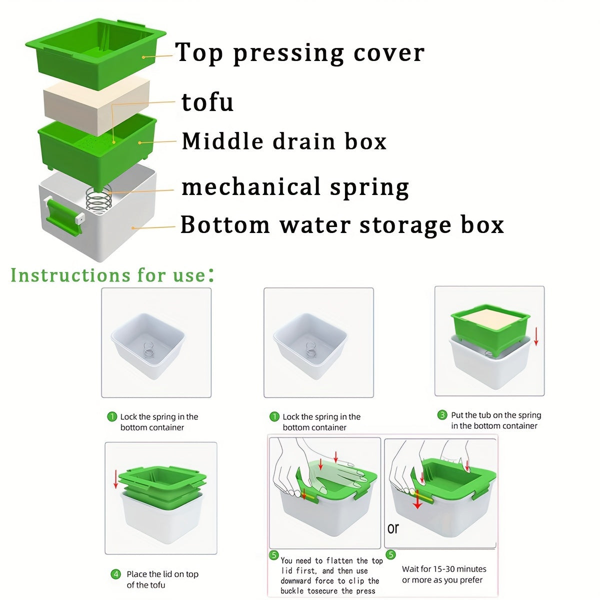 Tofu Press Mould - Safe PP Material, Dishwasher Safe, Easy Clean