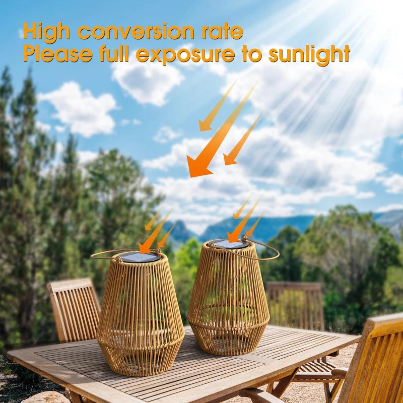 Outdoor Solar Lanterns - Handwoven Tungsten for Garden & Villa