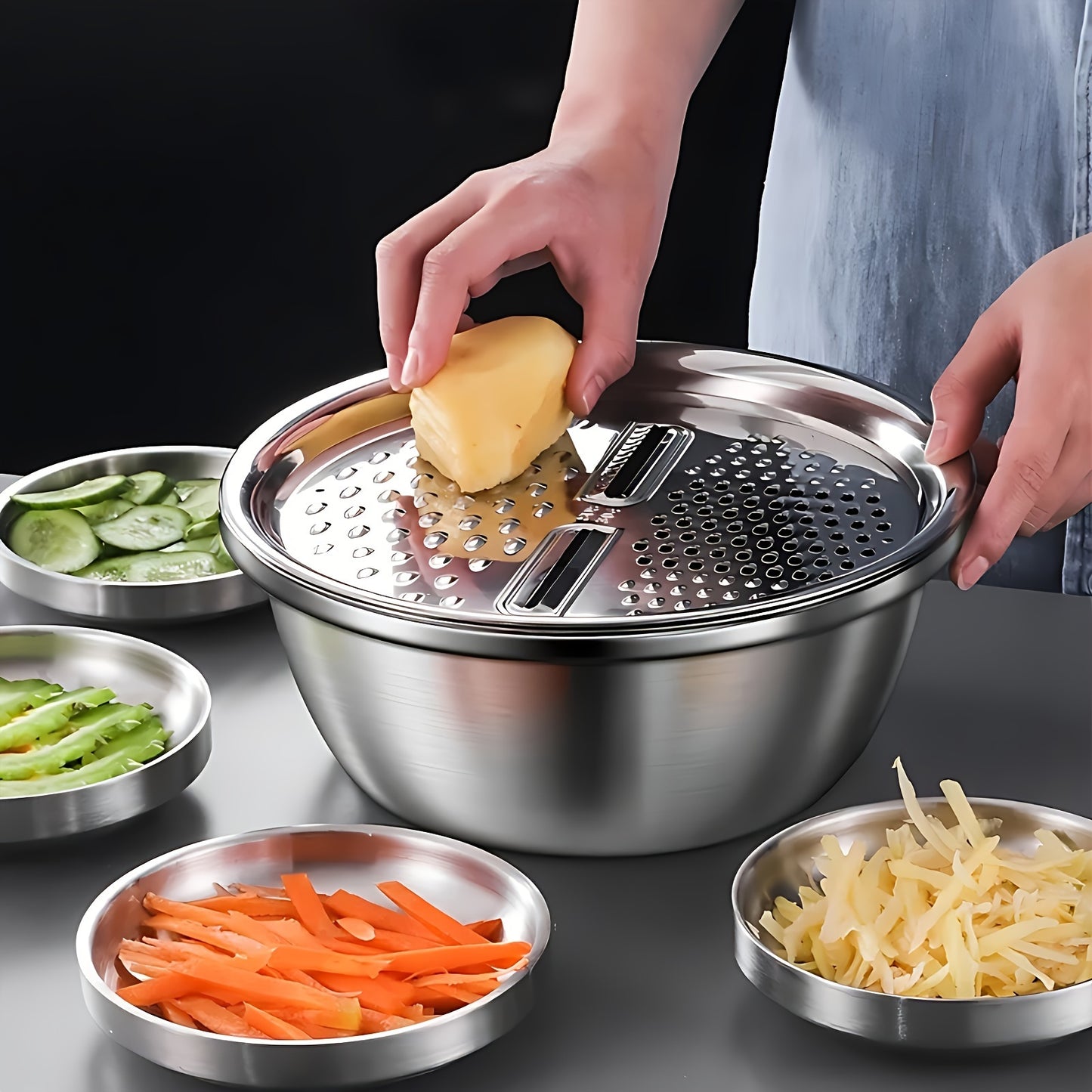 Stainless Steel Kitchen Set: Slice & Clean with Ease