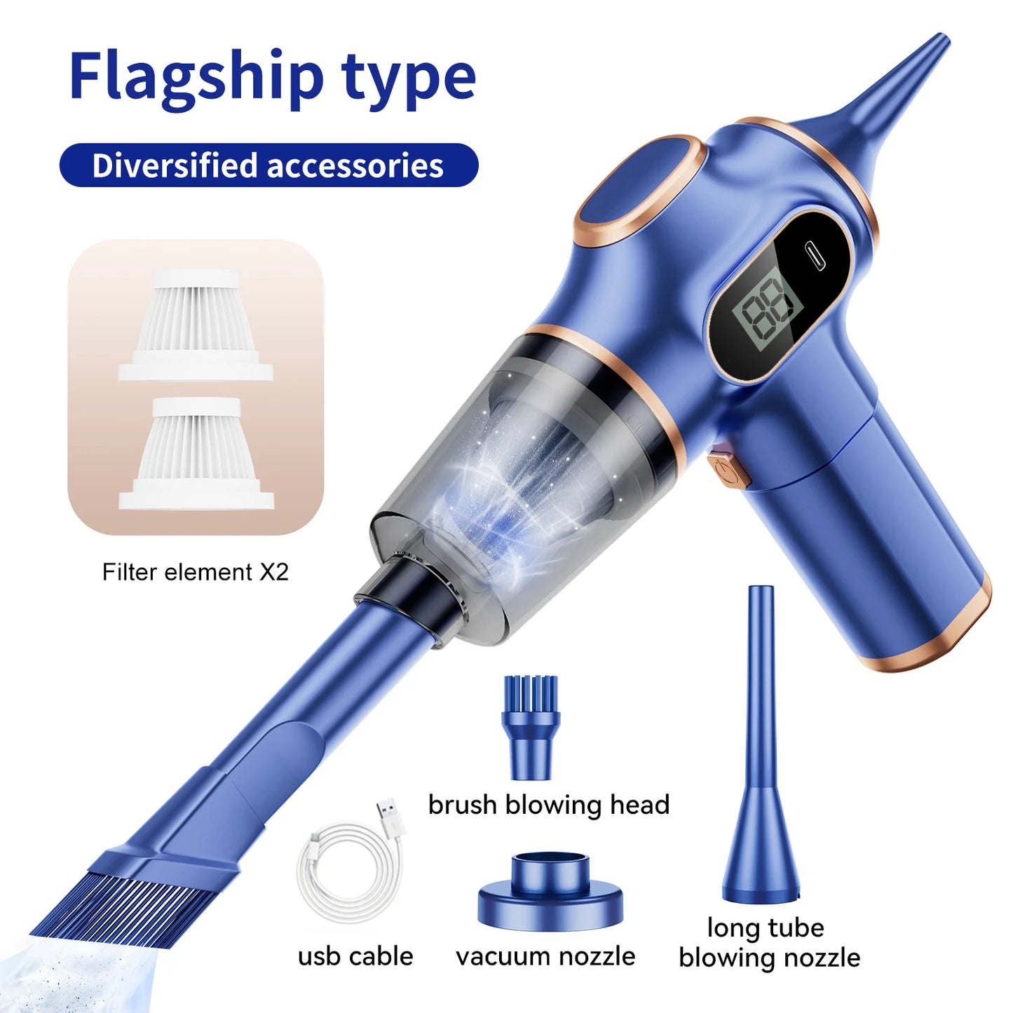 Portable Wireless Car Vacuum 95000PA Powerful Cleaner