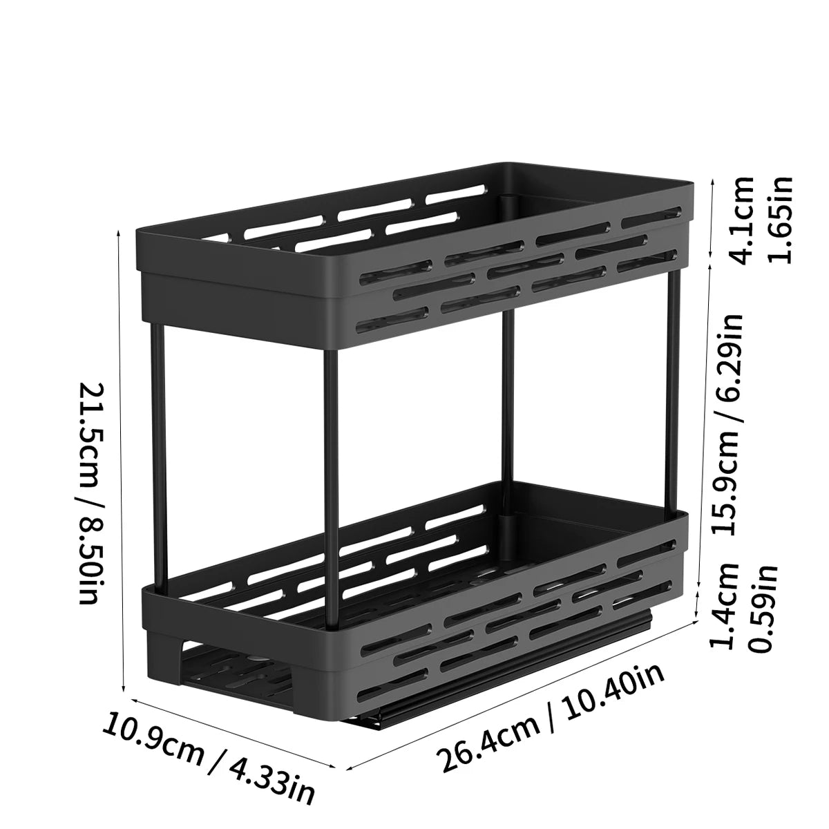 Sliding Spice Rack 2-Tier Kitchen Storage Organizer