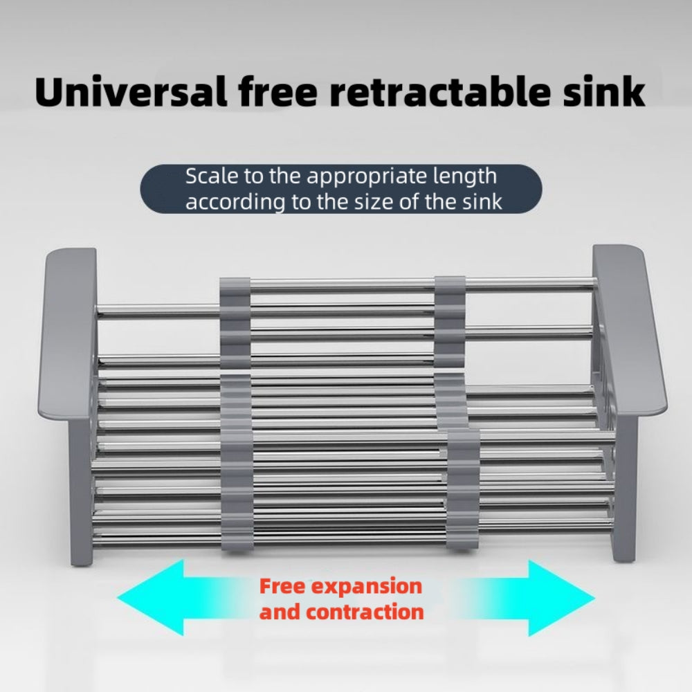 Stainless Steel Sink Drain Rack - Extendable Dish Drying