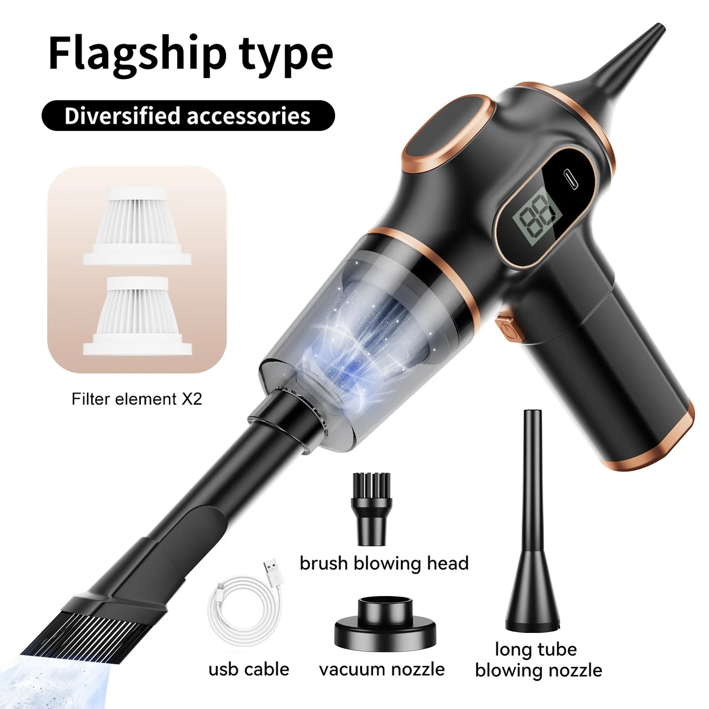 Portable Wireless Car Vacuum 95000PA Powerful Cleaner
