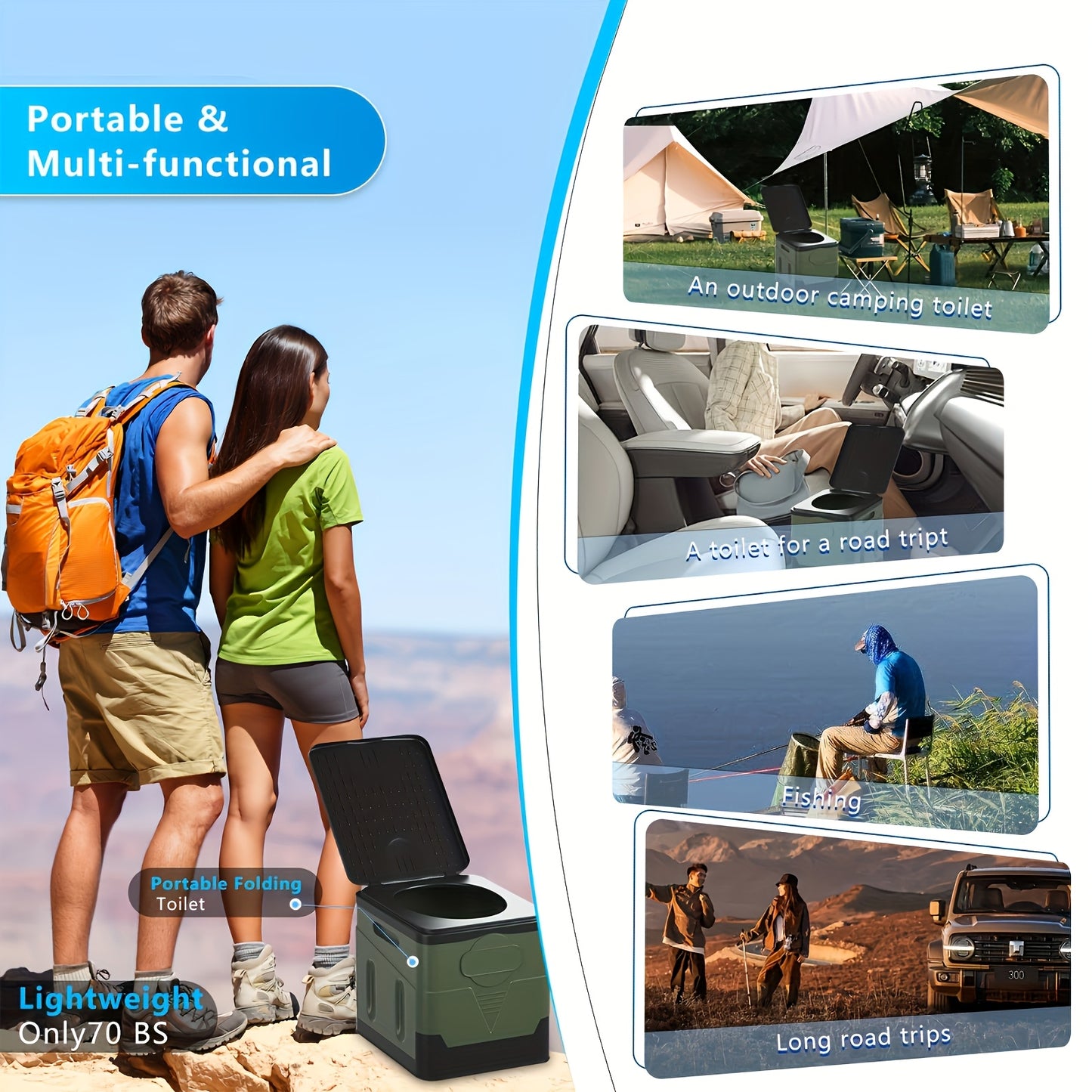Portable Camping Toilet - Foldable Travel Potty for Emergencies