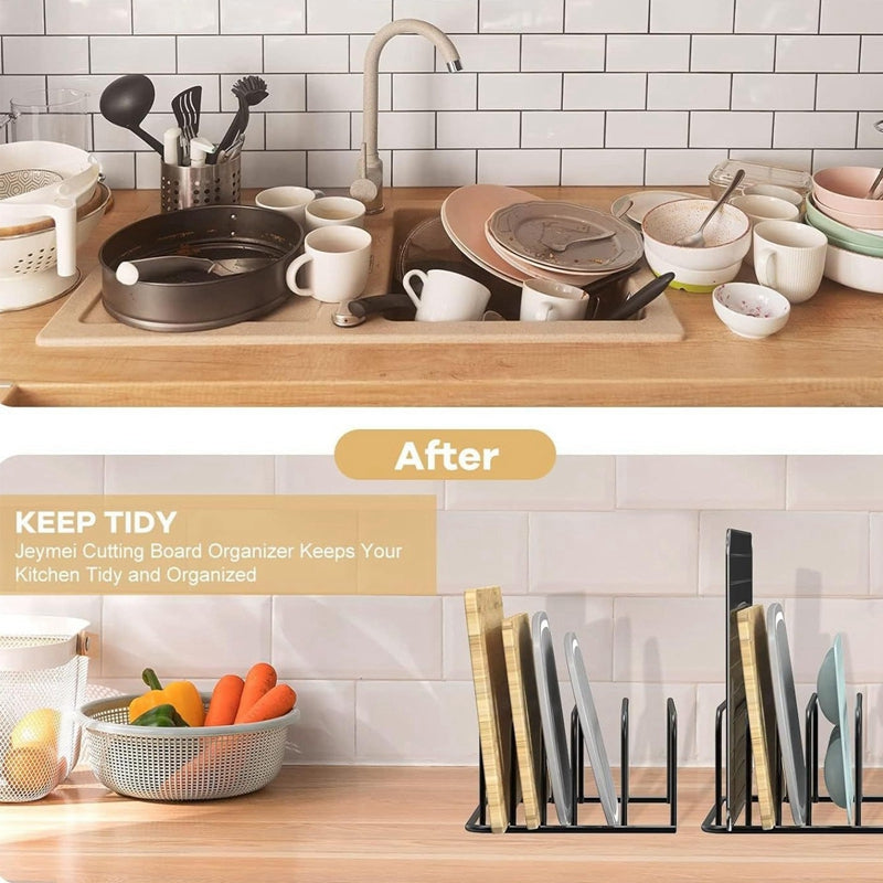 Chopping Board & Pot Lid Holder - Multi-Layer Kitchen Organizer