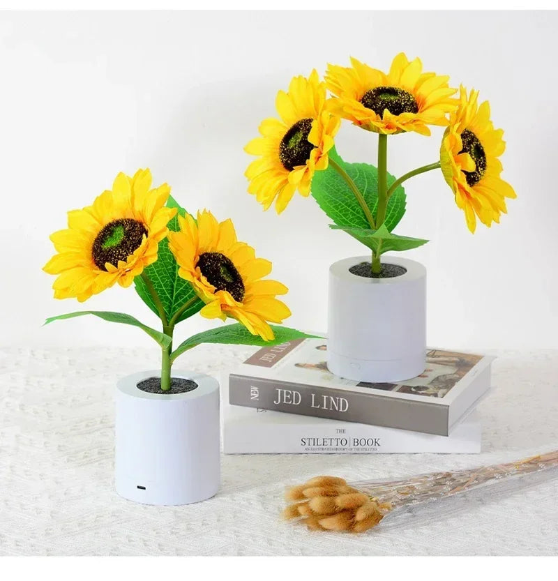 Rechargeable LED Sunflower Lamp - Warm Light for Bedroom