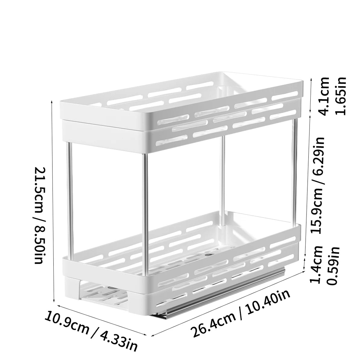 Sliding Spice Rack 2-Tier Kitchen Storage Organizer