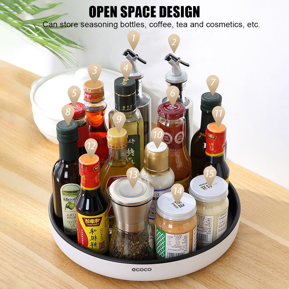 Seasoning Storage Rack 360° Rotating Tray - Anti-Slip Design
