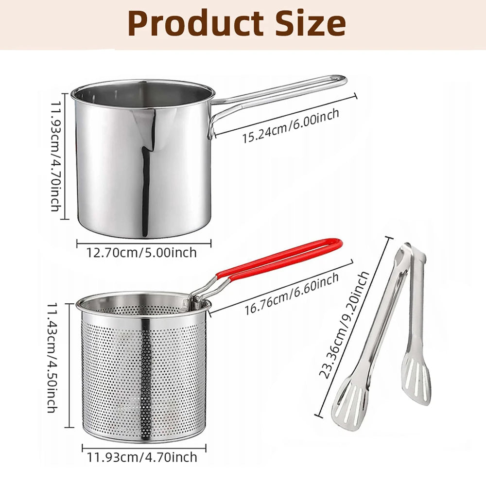 Deep Frying Pot with Basket - Stainless Steel Kitchen Essential