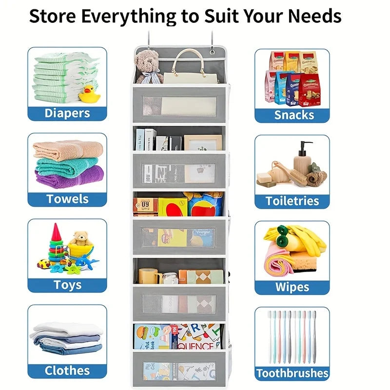 5-Shelf Hanging Organizer - Anti-Tilt, Large Pockets, Door Storage
