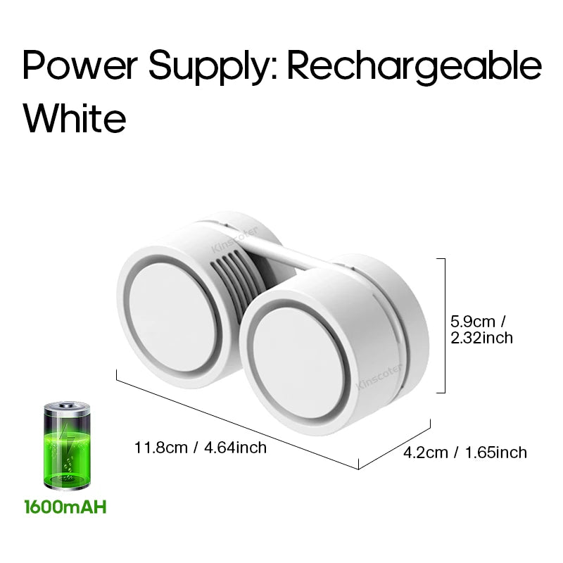 Portable Neck Fan, Foldable USB, 1600mAh Rechargeable Cooling