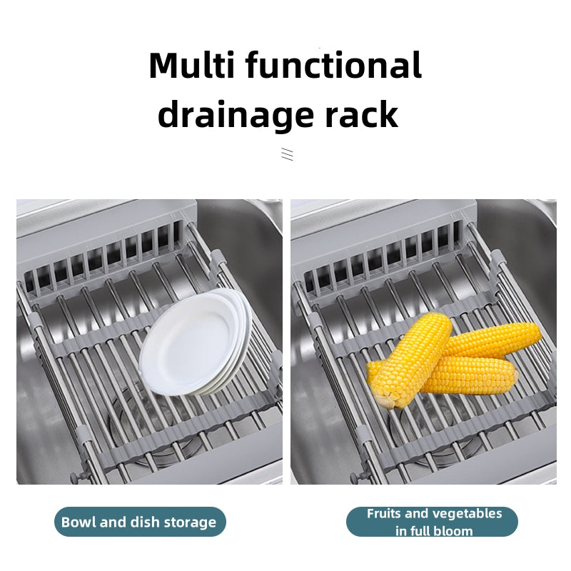 Stainless Steel Sink Drain Rack - Extendable Dish Drying