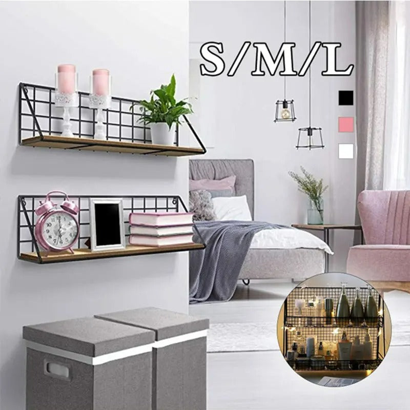Wooden & Iron Shelf: Home Organizer for Kitchen & Bath