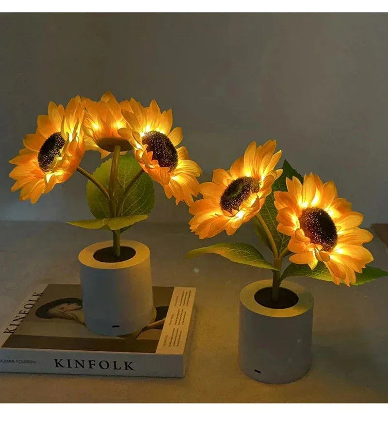 Rechargeable LED Sunflower Lamp - Warm Light for Bedroom