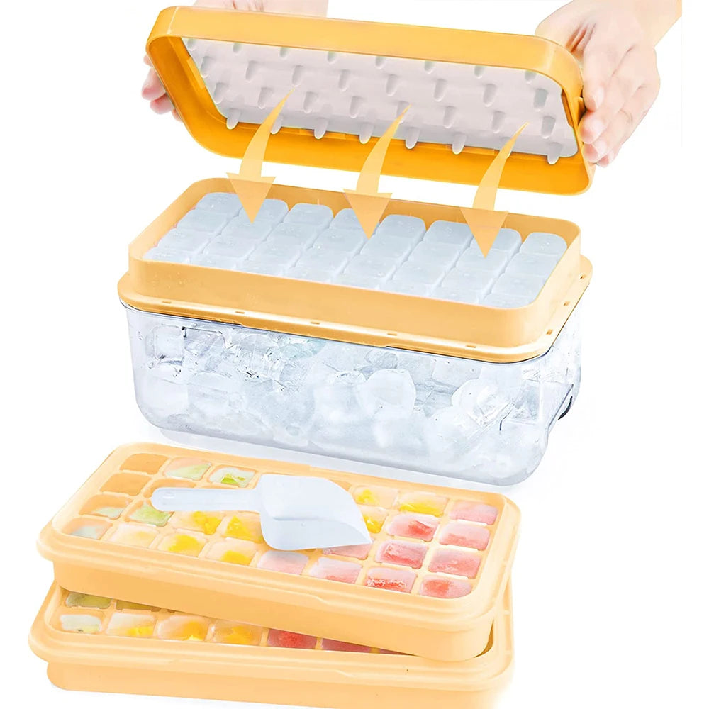 Silicone Ice Cube Tray Set - Stackable & Durable for Freezer