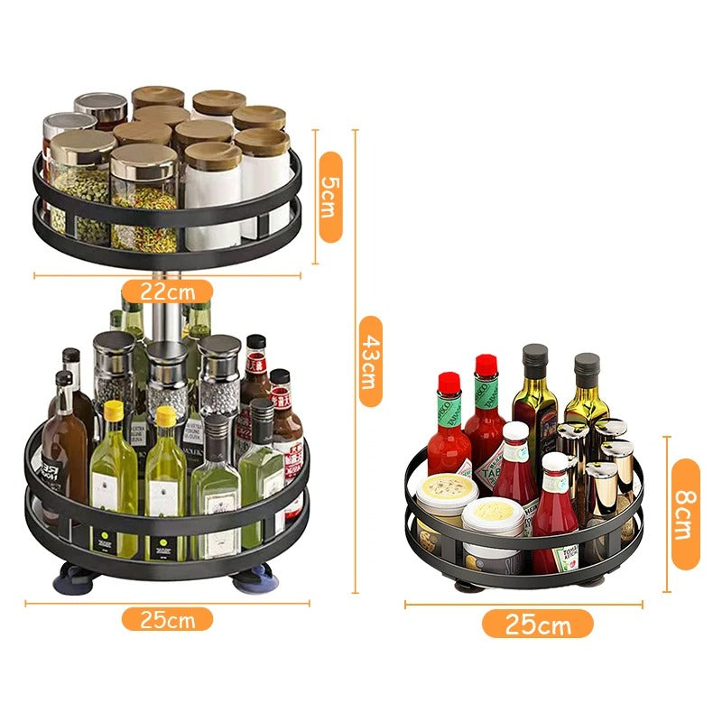 360° Rotation Spice Rack Organizer - Non-Skid Kitchen Storage
